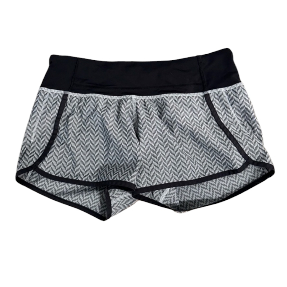 Lululemon Run Times Shorts 6 Giant Herringbone Swift Black Gray